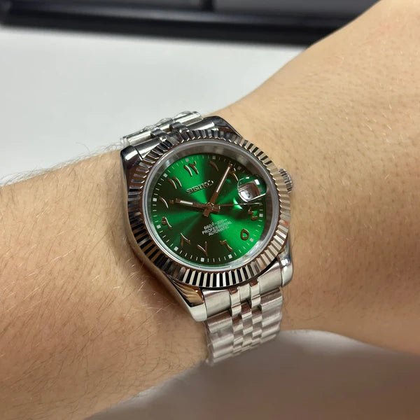Seiko Mod Datejust - Chiffres arabe 41mm - Vert