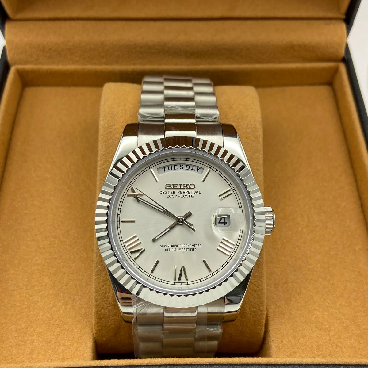 Seiko Mod Datejust - Chiffres romain 41mm - Blanc