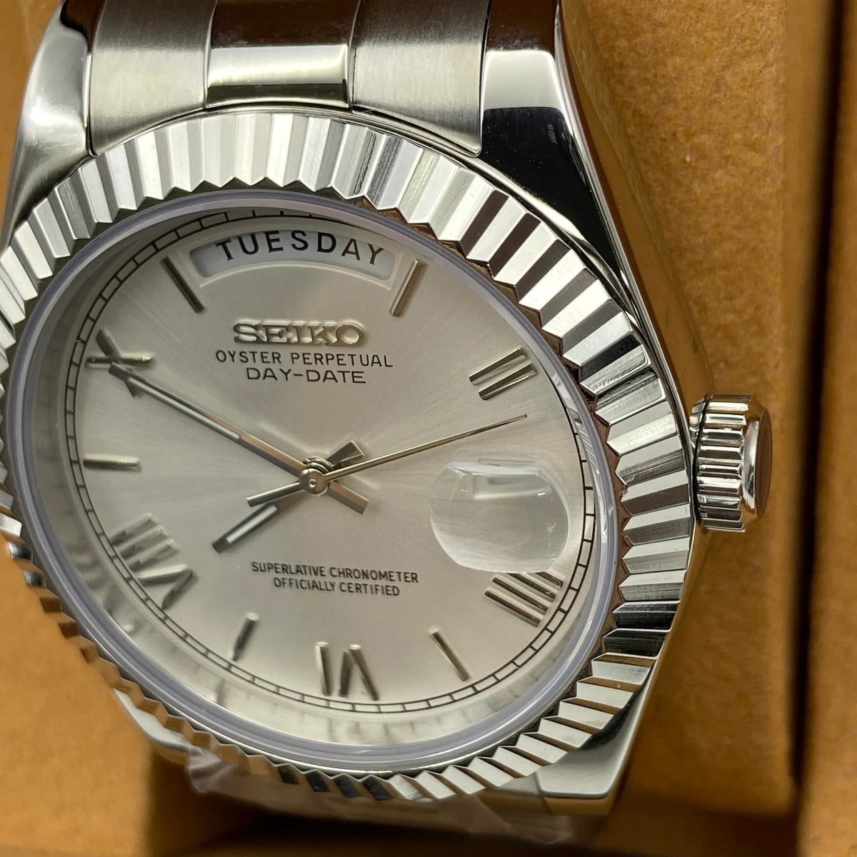 Seiko Mod Datejust - Chiffres romain 41mm - Blanc
