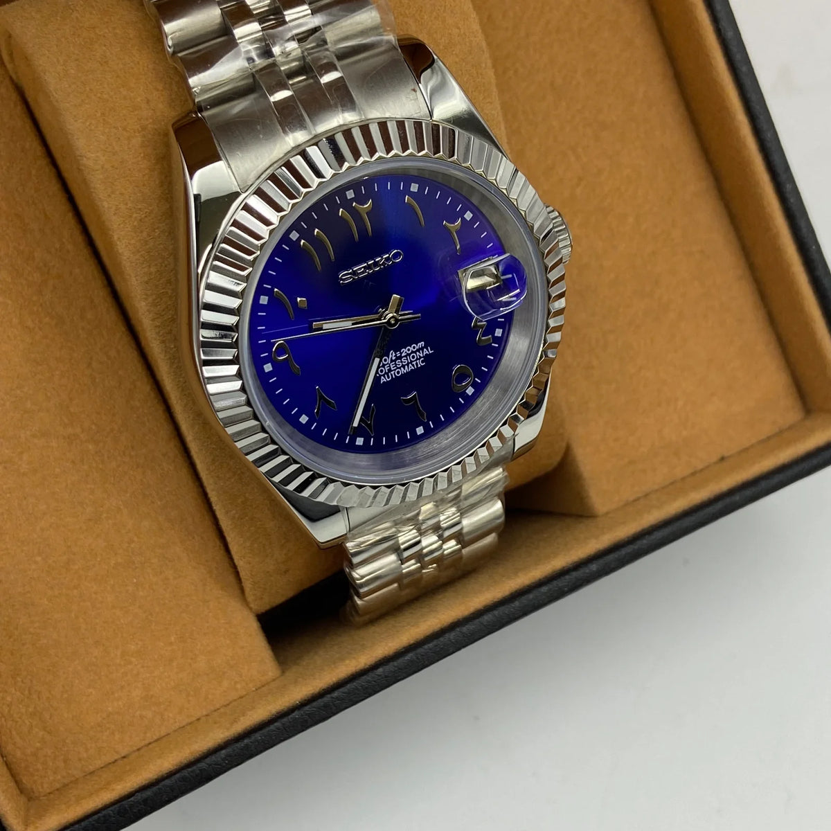 Seiko Mod Datejust - Chiffres arabe 41mm - Bleu 2