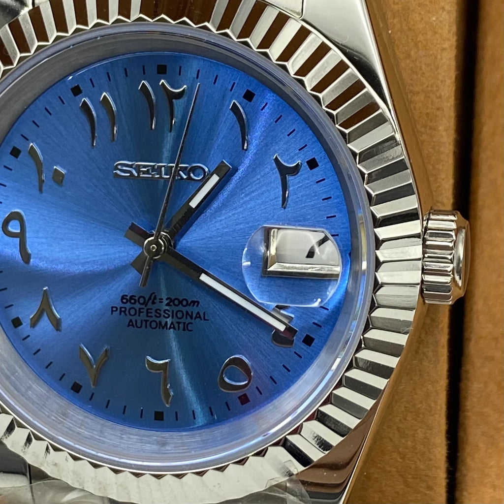 Seiko Mod Datejust - Chiffres arabe 41mm - Bleu
