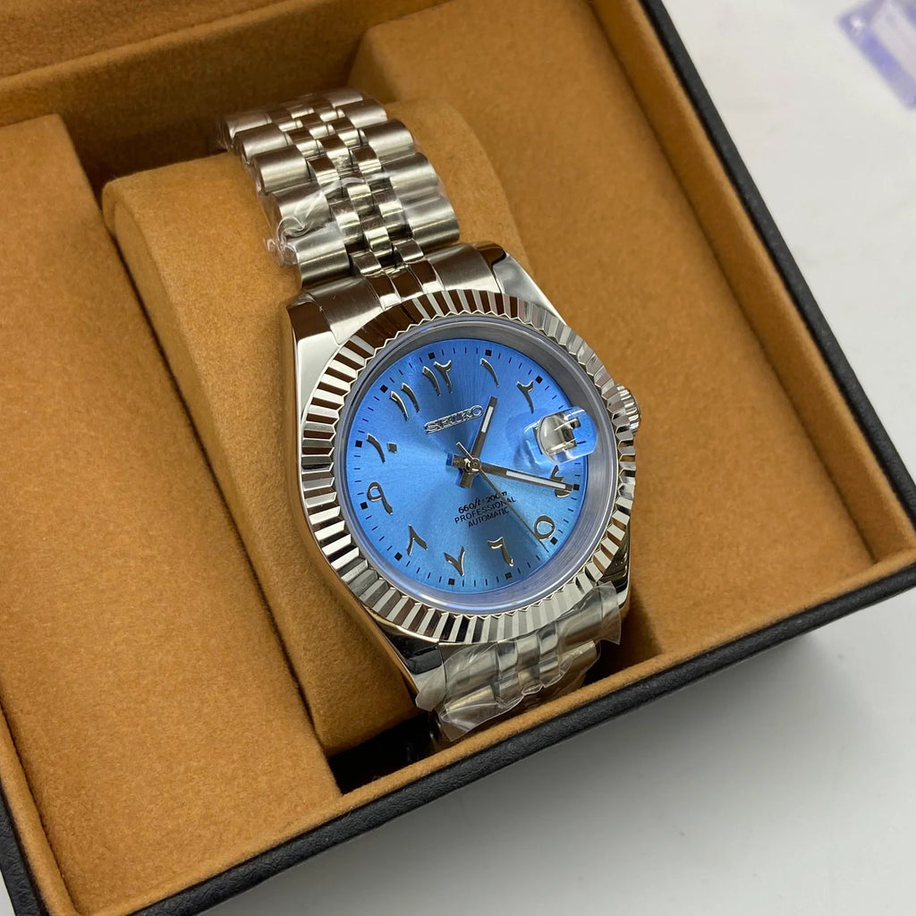 Seiko Mod Datejust - Chiffres arabe 41mm - Bleu