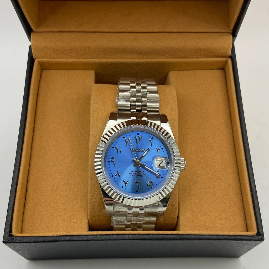 Seiko Mod Datejust - Chiffres arabe 41mm - Bleu