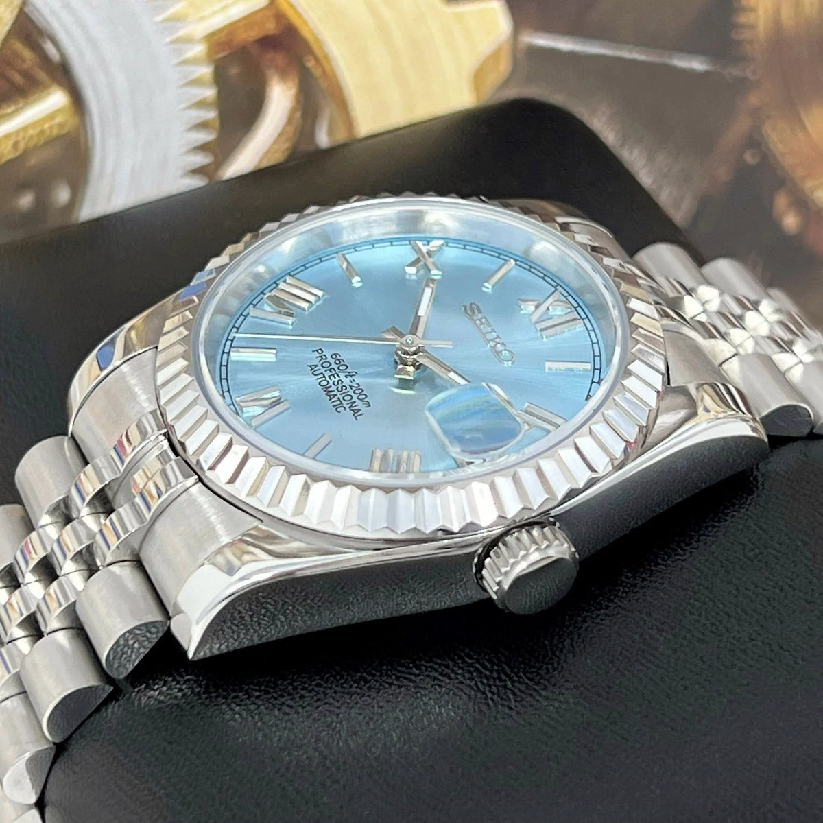 Seiko Mod Datejust - Chiffres romain 41mm - Bleu