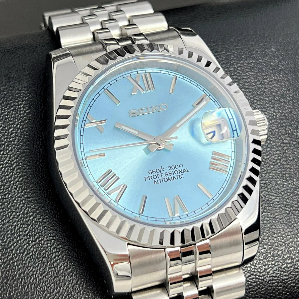 Seiko Mod Datejust - Chiffres romain 41mm - Bleu