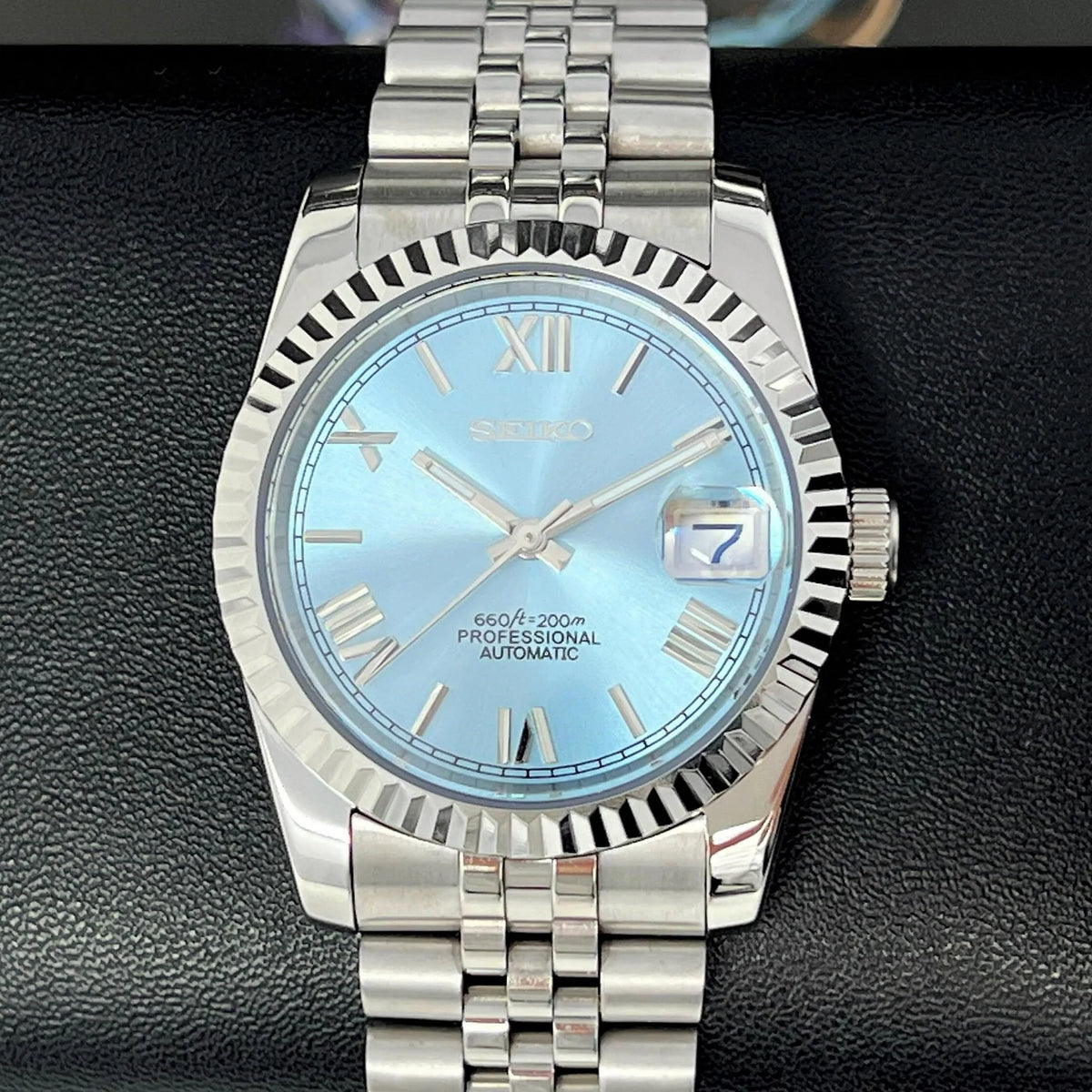 Seiko Mod Datejust - Chiffres romain 41mm - Bleu